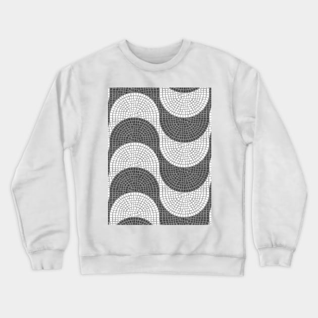 Lisbon Rossio Portuguese cobblestone inspiration II // pattern // horizontal waves white and grey Crewneck Sweatshirt by SelmaCardoso